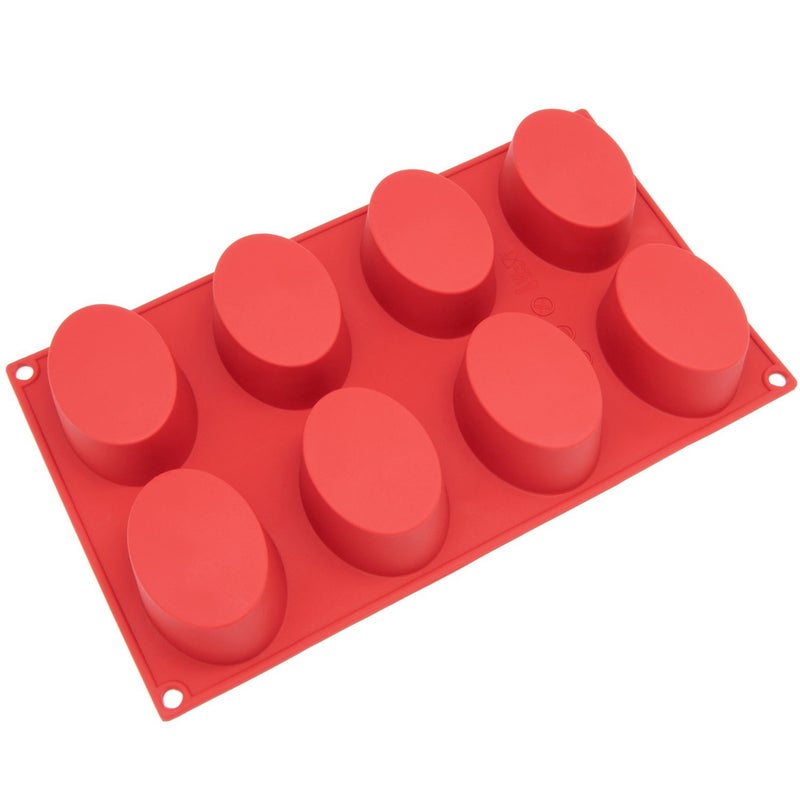 Freshware 8-Cavity Oval Silicone Mold for Soap, Cake, Bread, Cupcake, Cheesecake, Cornbread, Muffin, Brownie, and More - Image 1